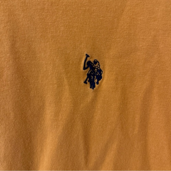 US Polo Assn Mens Henley Shirt Short Sleeve Pullover Logo Cotton XXL Orange - Picture 3 of 8